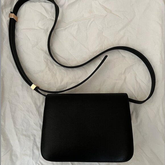 Tiffany & Fred Black and Gold Crossbody Mini Small Box Bag - Picture 3 of 4